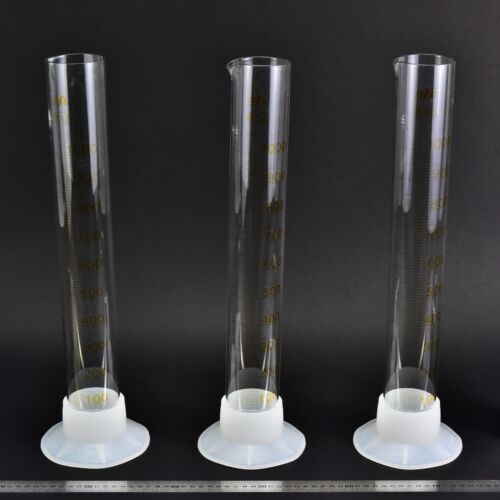 1000 ml MSZ-marked glass graduated cylinders with removable plastic bases – set of 3 – No. 2 1000 ml MSZ-marked glass graduated cylinders with removable plastic bases – set of 3 – No. 2
