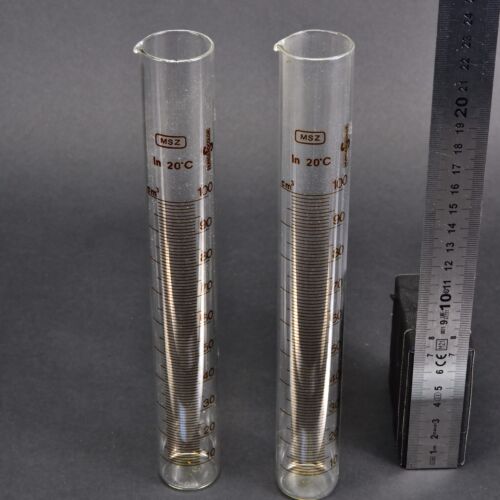 100 ml MSZ-marked glass graduated cylinders without plastic bases – set of 2 100 ml MSZ-marked glass graduated cylinders without plastic bases – set of 2