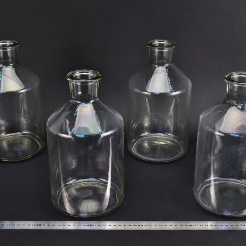 Set of four clear reagent bottles, without stoppers – No. 5 Set of four clear reagent bottles, without stoppers – No. 5