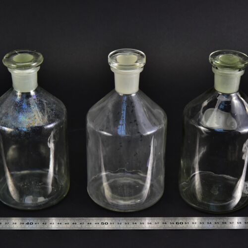 Set of three clear reagent bottles with ground-glass stoppers, 1000 ml – No. 5 Set of three clear reagent bottles with ground-glass stoppers, 1000 ml – No. 5