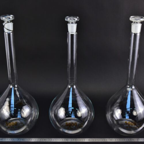 Set of three MSZ-marked volumetric flasks, with glass stoppers, 5000 ml – No. 1