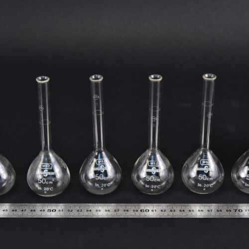 Set of six plain-neck volumetric flasks without stoppers, 50 ml – No. 1 Set of six plain-neck volumetric flasks without stoppers, 50 ml – No. 1