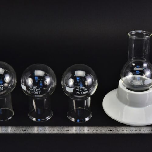 Set of four wide-mouth round-bottom flasks without ground-glass joints, 250 ml – No. 3 Set of four wide-mouth round-bottom flasks without ground-glass joints, 250 ml – No. 3