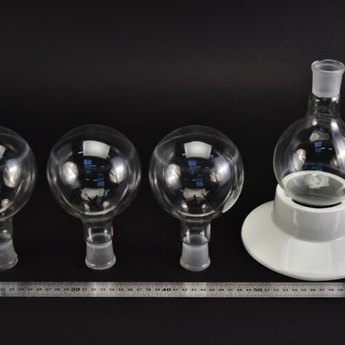 Set of four short-neck BORAL PULA round-bottom flasks with ground-glass joints, 500 ml – No. 1