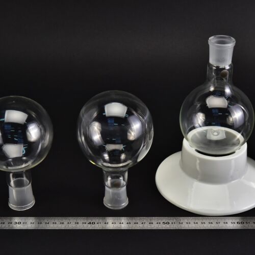 Set of three short-neck BORAL PULA round-bottom flasks with ground-glass joints, 500 ml – No. 3