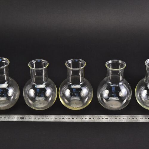 Ötdarabos, vegyes, széles szájú, lapos aljú lombikkészlet, csiszolat nélkül, 250 ml – Nr. 4