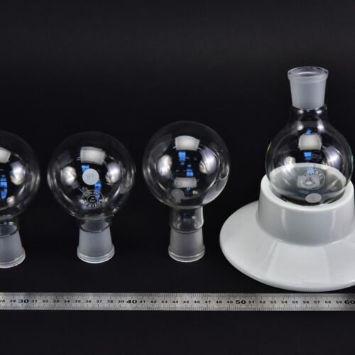 Set of four SOVIREL round-bottom flasks with ground-glass joints, 250 ml – No. 1