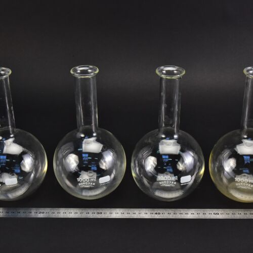 Set of four long-neck DUROVER flat-bottom flasks without ground-glass joints, 1000 ml – No. 6 Set of four long-neck DUROVER flat-bottom flasks without ground-glass joints, 1000 ml – No. 6