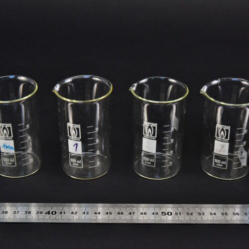 Set of four JENAerGLAS RASOTHERM beakers, 100 ml – No. 4 Set of four JENAerGLAS RASOTHERM beakers, 100 ml – No. 4