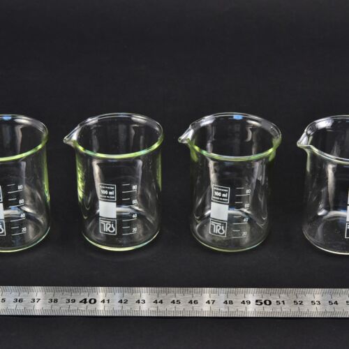 Set of four RASOTHERM/TGI low-form beakers, 100 ml – No. 2