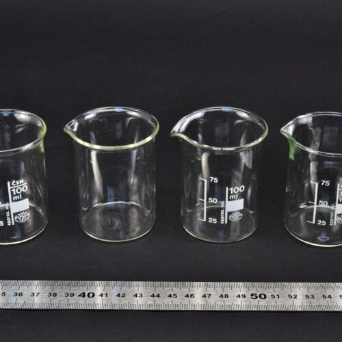 Set of four mixed low-form beakers, 100 ml – No. 3 Set of four mixed low-form beakers, 100 ml – No. 3