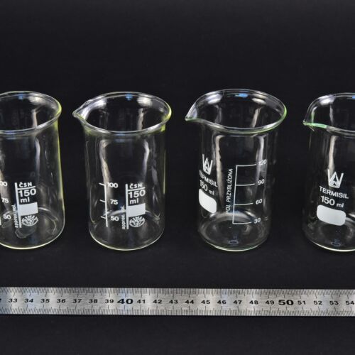 Set of four SIMAX and TERMISIL tall-form beakers, 150 ml – No. 1