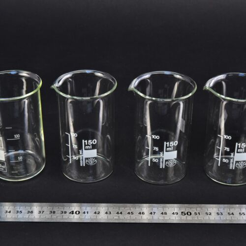 Set of four JENAerGLAS RASOTHERM and SIMAX tall-form beakers, 150 ml – No. 2 Set of four JENAerGLAS RASOTHERM and SIMAX tall-form beakers, 150 ml – No. 2