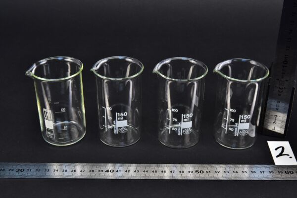 Set of four JENAerGLAS RASOTHERM and SIMAX tall-form beakers, 150 ml – No. 2 Set of four JENAerGLAS RASOTHERM and SIMAX tall-form beakers, 150 ml – No. 2