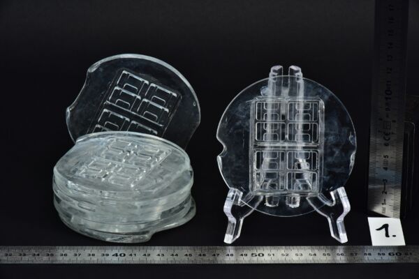 Set of seven unfinished pressed-glass discs – No. 1