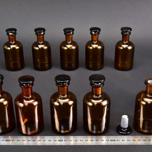 Tízdarabos barna folyadéküveg-készlet, 100 ml, üvegdugókkal – Nr. 1
