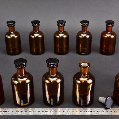 Tízdarabos barna folyadéküveg-készlet, 100 ml, üvegdugókkal – Nr. 2