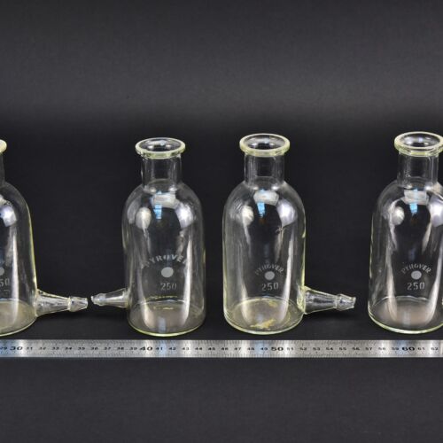 Set of four PYROVER aspirator bottles with lower sidearms, 250 ml
