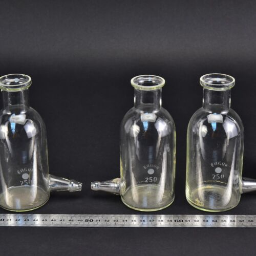 Set of three ERGON aspirator bottles with lower sidearms, 250 ml – No. 7 Set of three ERGON aspirator bottles with lower sidearms, 250 ml – No. 7