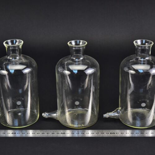 Set of three ERGON aspirator bottles with lower sidearms, 500 ml – No. 3 Set of three ERGON aspirator bottles with lower sidearms, 500 ml – No. 3