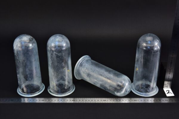 Set of four elongated cloudy glass sight domes – No. 2 Set of four elongated cloudy glass sight domes – No. 2