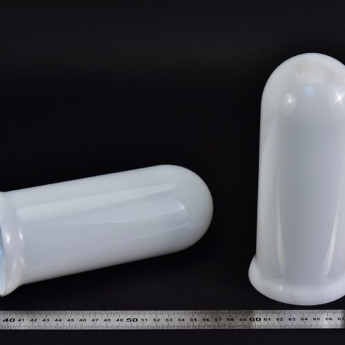 Pair of elongated opal-white glass shades Pair of elongated opal-white glass shades