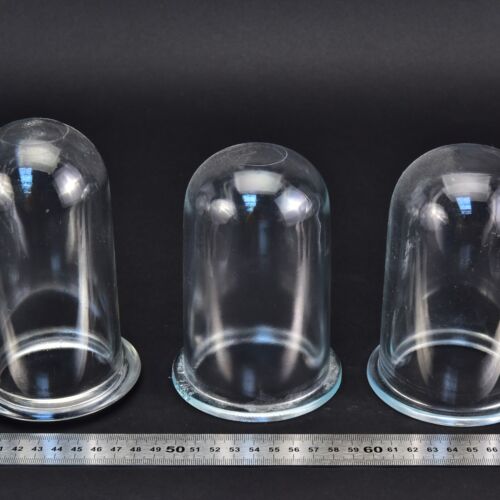 Set of three glass sight domes, two shorter and one taller