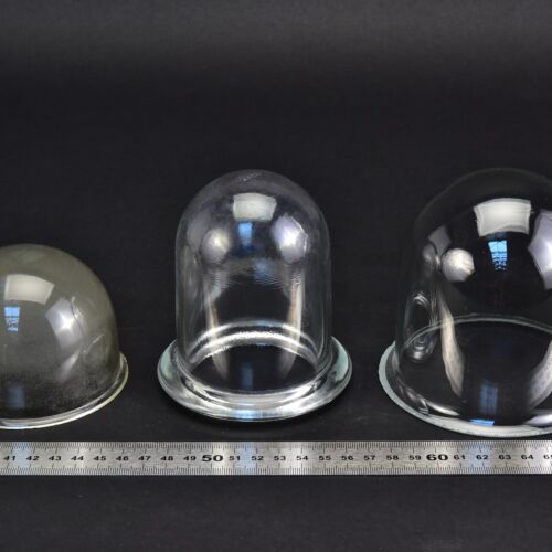 Set of three assorted glass sight domes