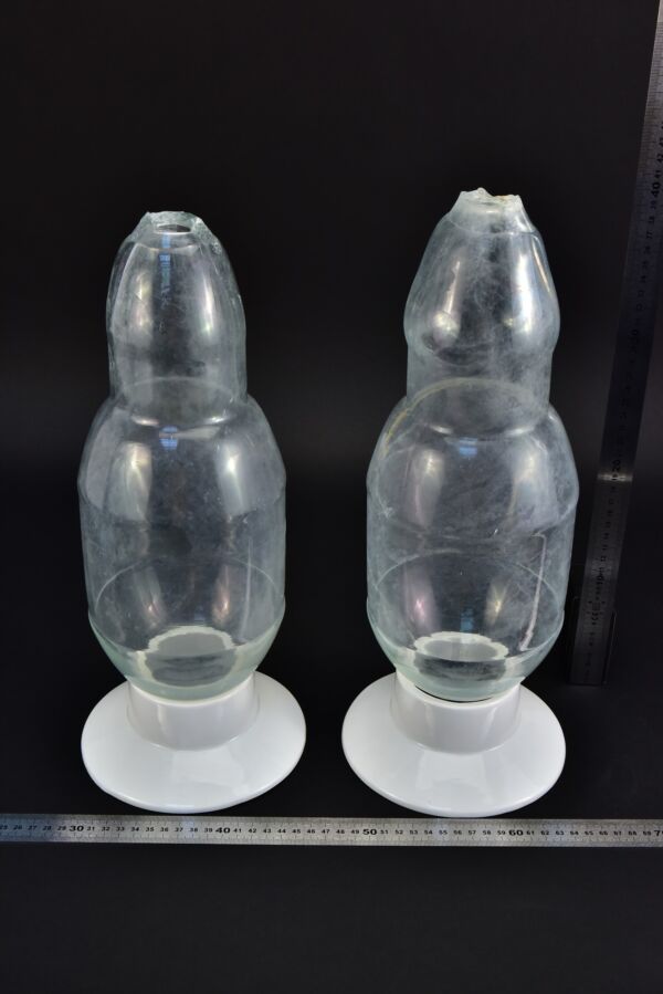Pair of cloudy balloon-shaped glass blanks