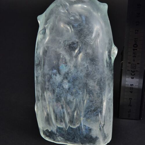 Cloudy sack-shaped glass blank with a cut base