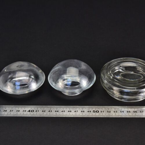 Set of three threaded glass covers / sight glasses