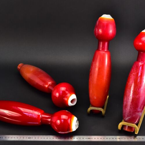 Set of four red-and-white club-shaped glass blanks – No. 2 Set of four red-and-white club-shaped glass blanks – No. 2