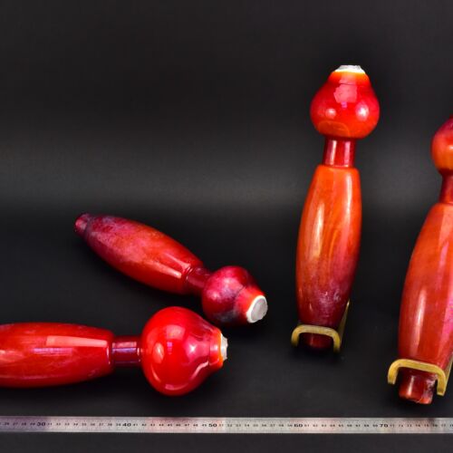 Set of four red-and-white club-shaped glass blanks – No. 3 Set of four red-and-white club-shaped glass blanks – No. 3