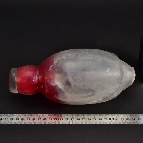 Clear and red bulbous glass blank