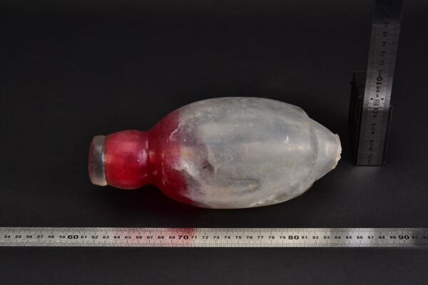 Clear and red bulbous glass blank