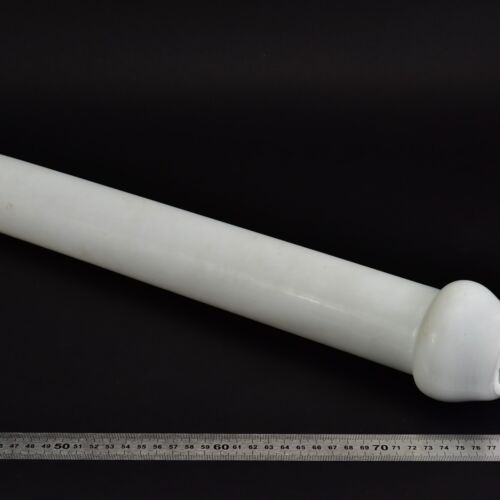 White glass blank with a long stem and bulbous end White glass blank with a long stem and bulbous end