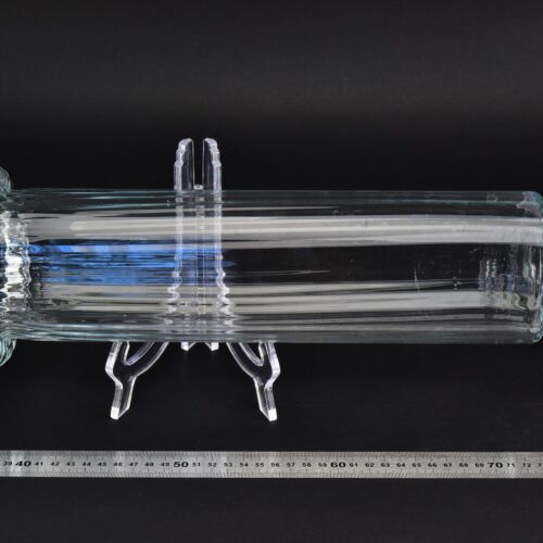 Clear longitudinally ribbed glass blank with an ornamental end