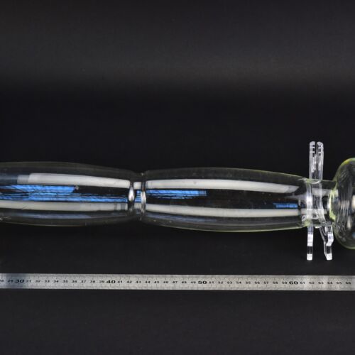 Clear club-shaped glass blank with a segmented body