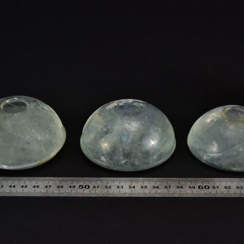 Set of three puck-shaped solid glass blanks Set of three puck-shaped solid glass blanks