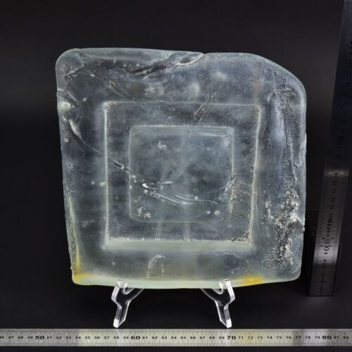 Square glass block with a stepped pattern Square glass block with a stepped pattern