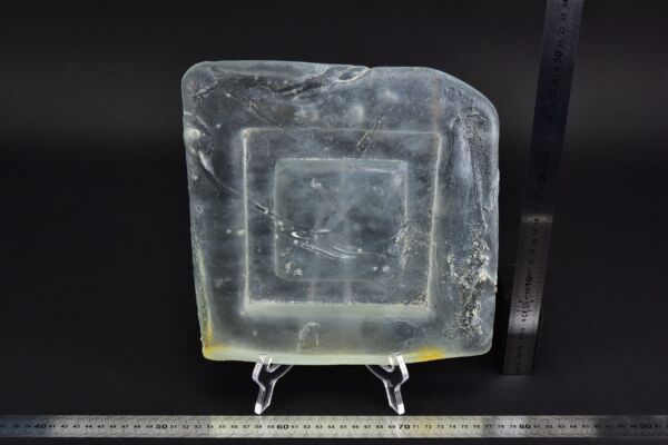 Square glass block with a stepped pattern Square glass block with a stepped pattern