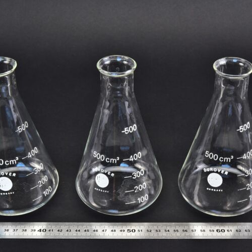 Háromdarabos DUROVER szűk szájú Erlenmeyer-lombik-készlet, 500 ml – Nr. 1 Háromdarabos DUROVER szűk szájú Erlenmeyer-lombik-készlet, 500 ml – Nr. 1