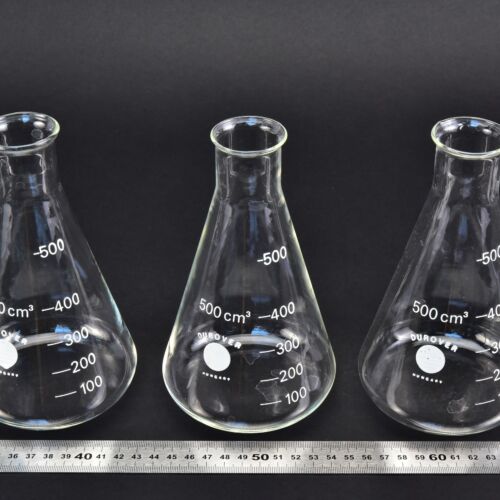 Háromdarabos DUROVER szűk szájú Erlenmeyer-lombik-készlet, 500 ml – Nr. 2 Háromdarabos DUROVER szűk szájú Erlenmeyer-lombik-készlet, 500 ml – Nr. 2