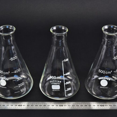 Háromdarabos DUROVER szűk szájú Erlenmeyer-lombik-készlet, 500 ml – Nr. 4 Háromdarabos DUROVER szűk szájú Erlenmeyer-lombik-készlet, 500 ml – Nr. 4
