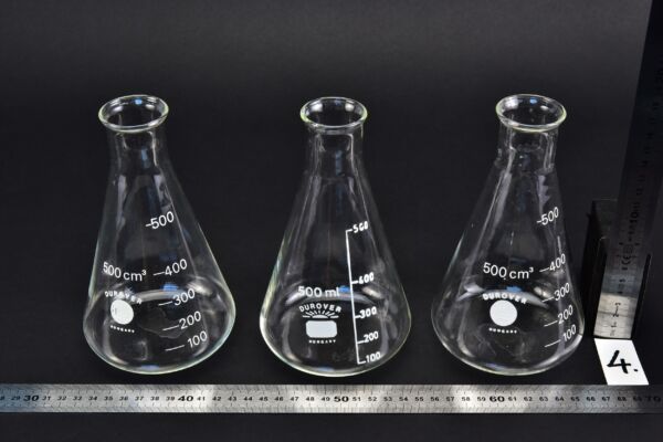 Háromdarabos DUROVER szűk szájú Erlenmeyer-lombik-készlet, 500 ml – Nr. 4
