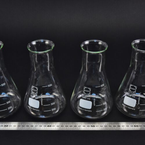 Négydarabos SCHOTT DURAN széles szájú Erlenmeyer-lombik-készlet, 500 ml