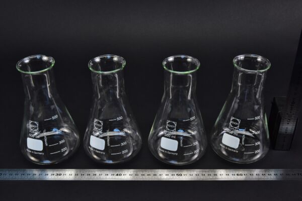 Négydarabos SCHOTT DURAN széles szájú Erlenmeyer-lombik-készlet, 500 ml