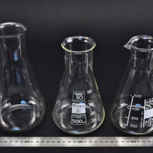 Háromdarabos vegyes üveg Erlenmeyer-lombik-készlet, 500 ml Háromdarabos vegyes üveg Erlenmeyer-lombik-készlet, 500 ml
