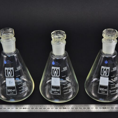Háromdarabos JENA GLAS RASOTHERM üvegdugós Erlenmeyer-lombik-készlet, 500 ml – Nr. 1