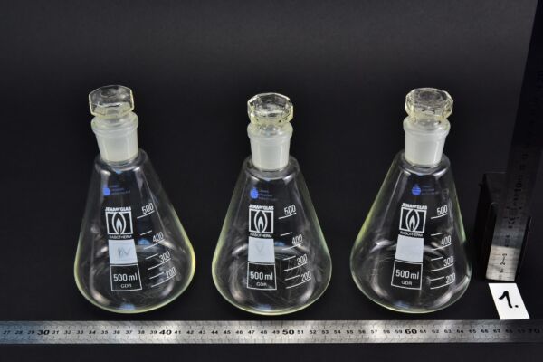 Háromdarabos JENA GLAS RASOTHERM üvegdugós Erlenmeyer-lombik-készlet, 500 ml – Nr. 1 Háromdarabos JENA GLAS RASOTHERM üvegdugós Erlenmeyer-lombik-készlet, 500 ml – Nr. 1